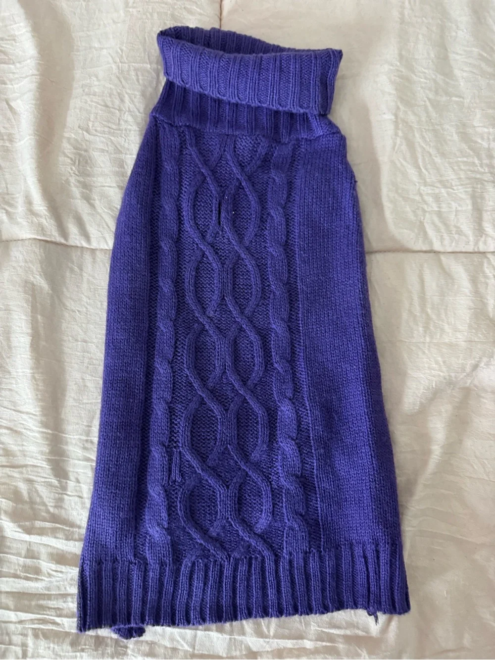 Cable-Knit Purple Wool Blend Dog Jacket
